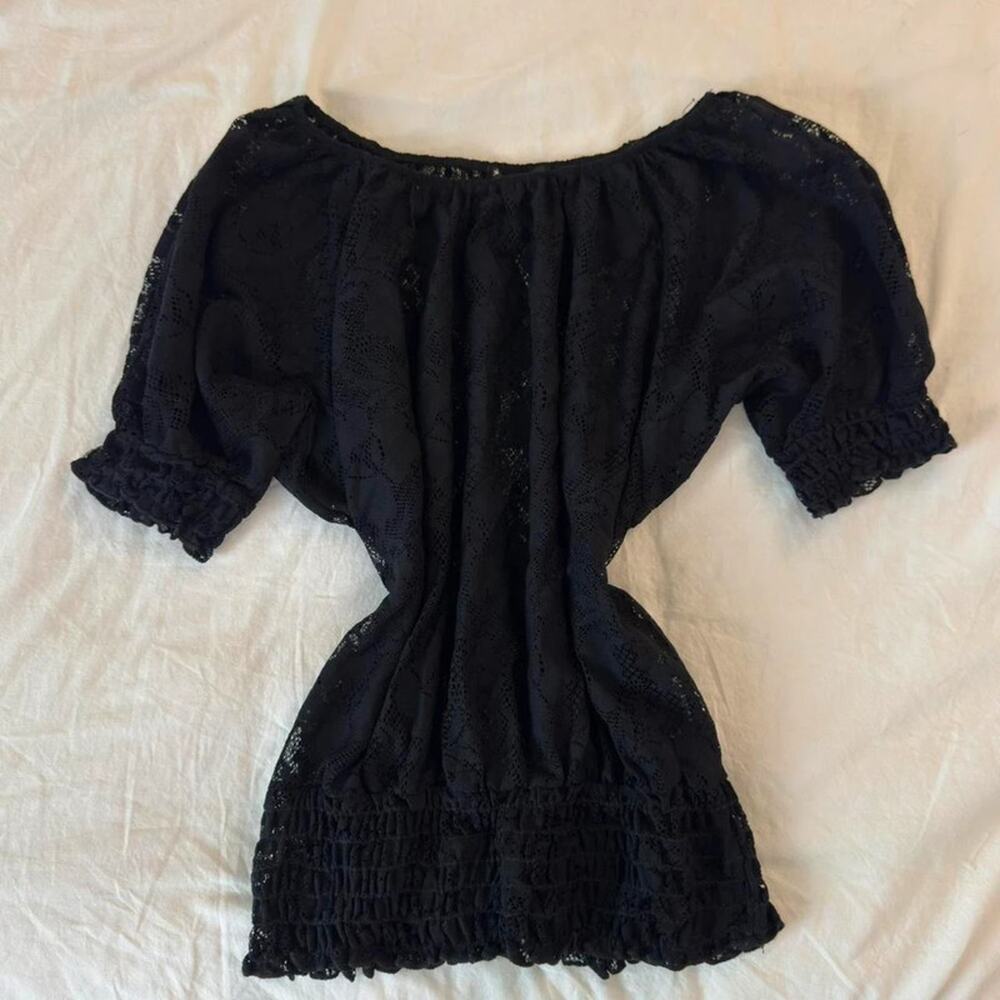 Black lace off the shoulder top